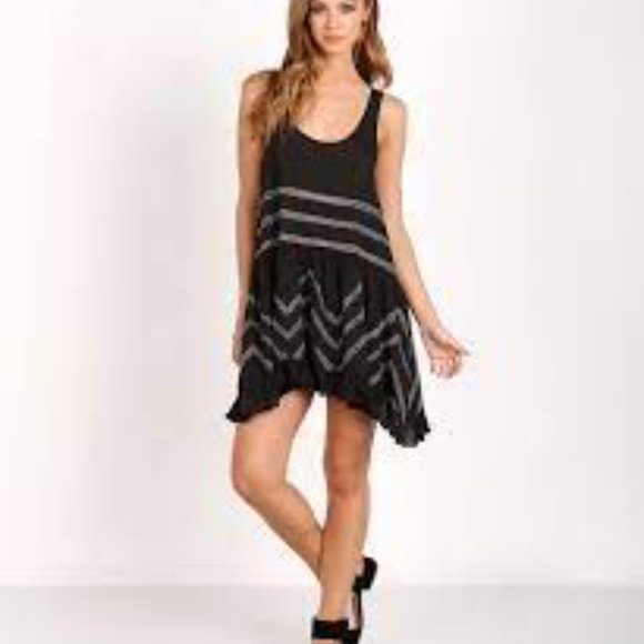 Intimately Free People mini dress Brown/Black Slip Dress - Voile Trapeze - Picture 13 of 16